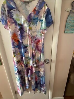 Kate & Mallory Watercolor Floral Ruffle Midi Dress - Multicolor